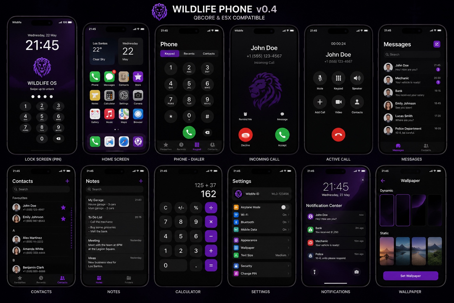 Wildlife Phone интерфейс